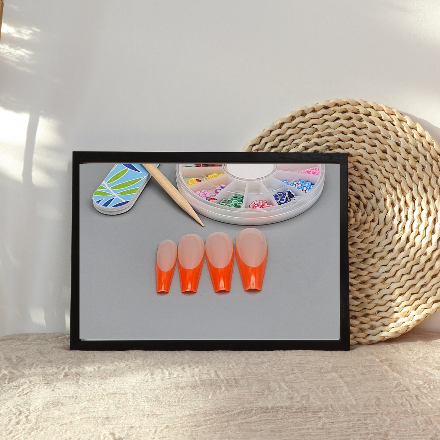 Orange French Manicure Press On Nails