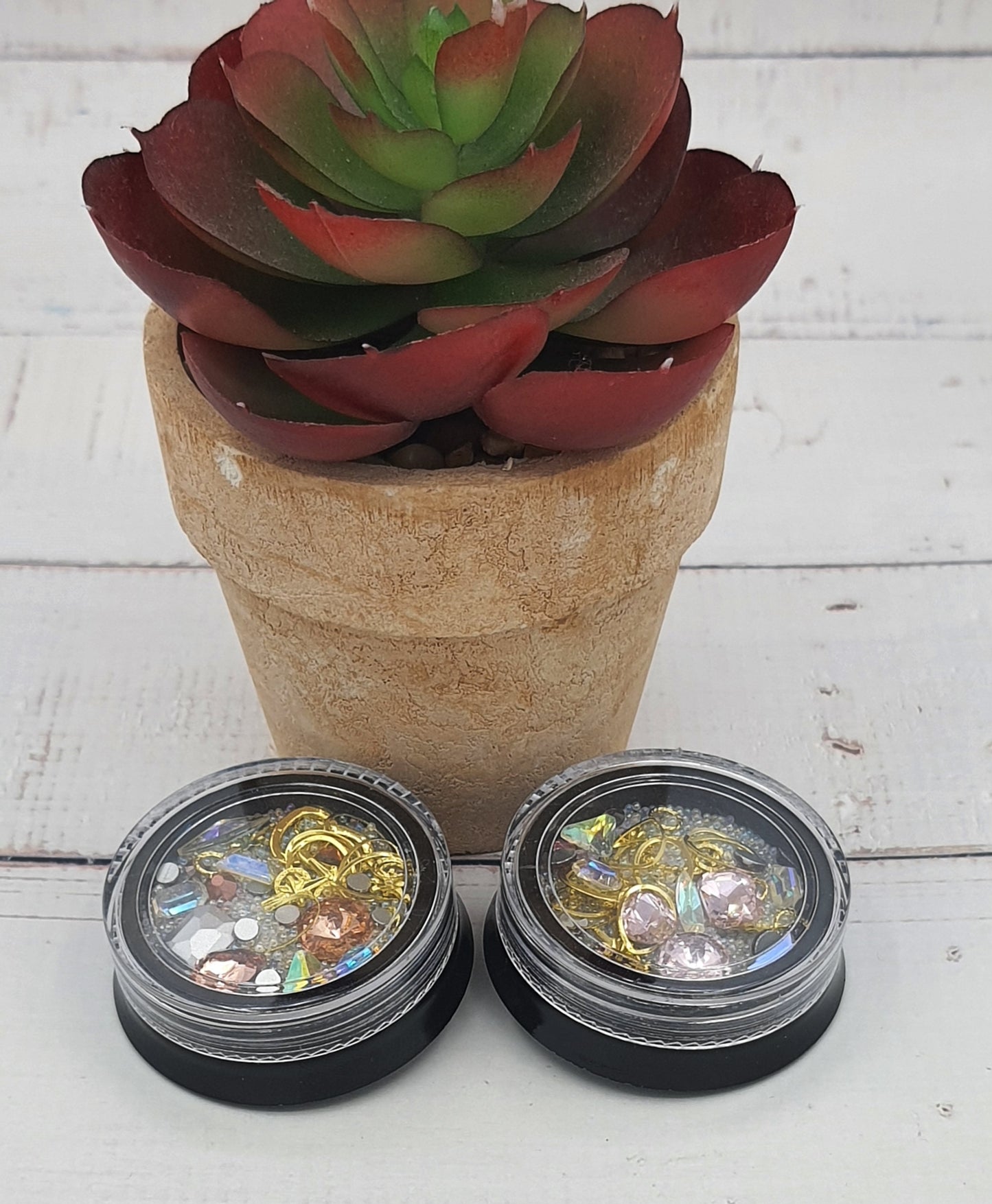 Set of 2 rhinestone gem pots Lilac and Rose Set 3
