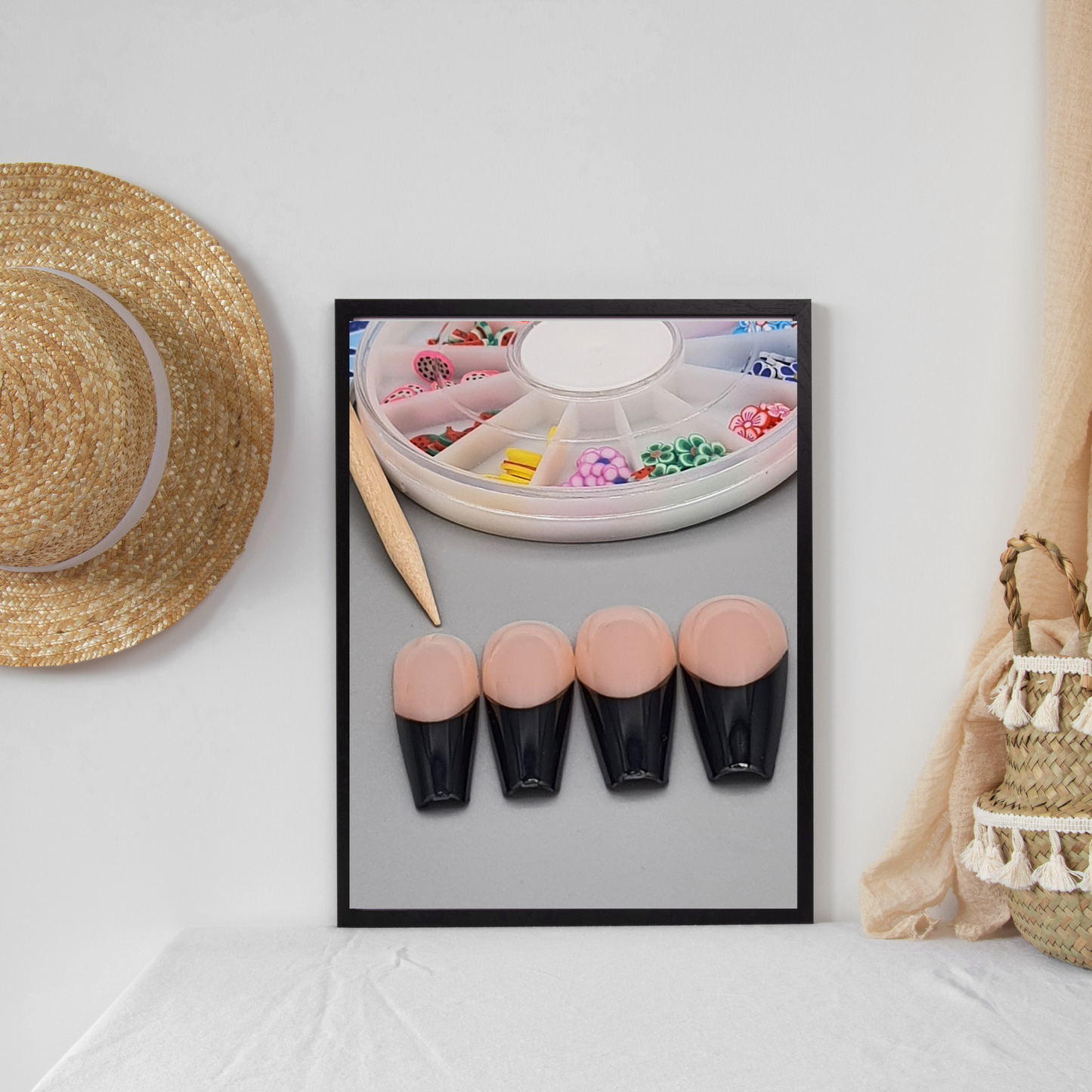 Black French Manicure Press On Nails