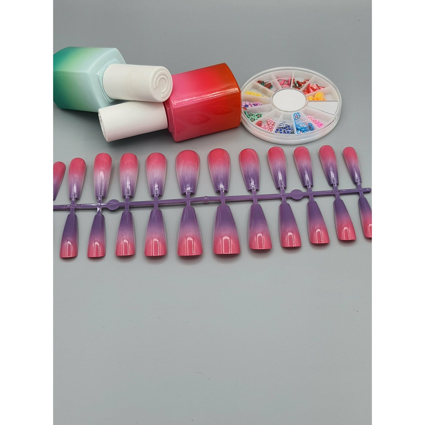 XL Purple Hot Pink Gradient Coffin Ballerina Nails