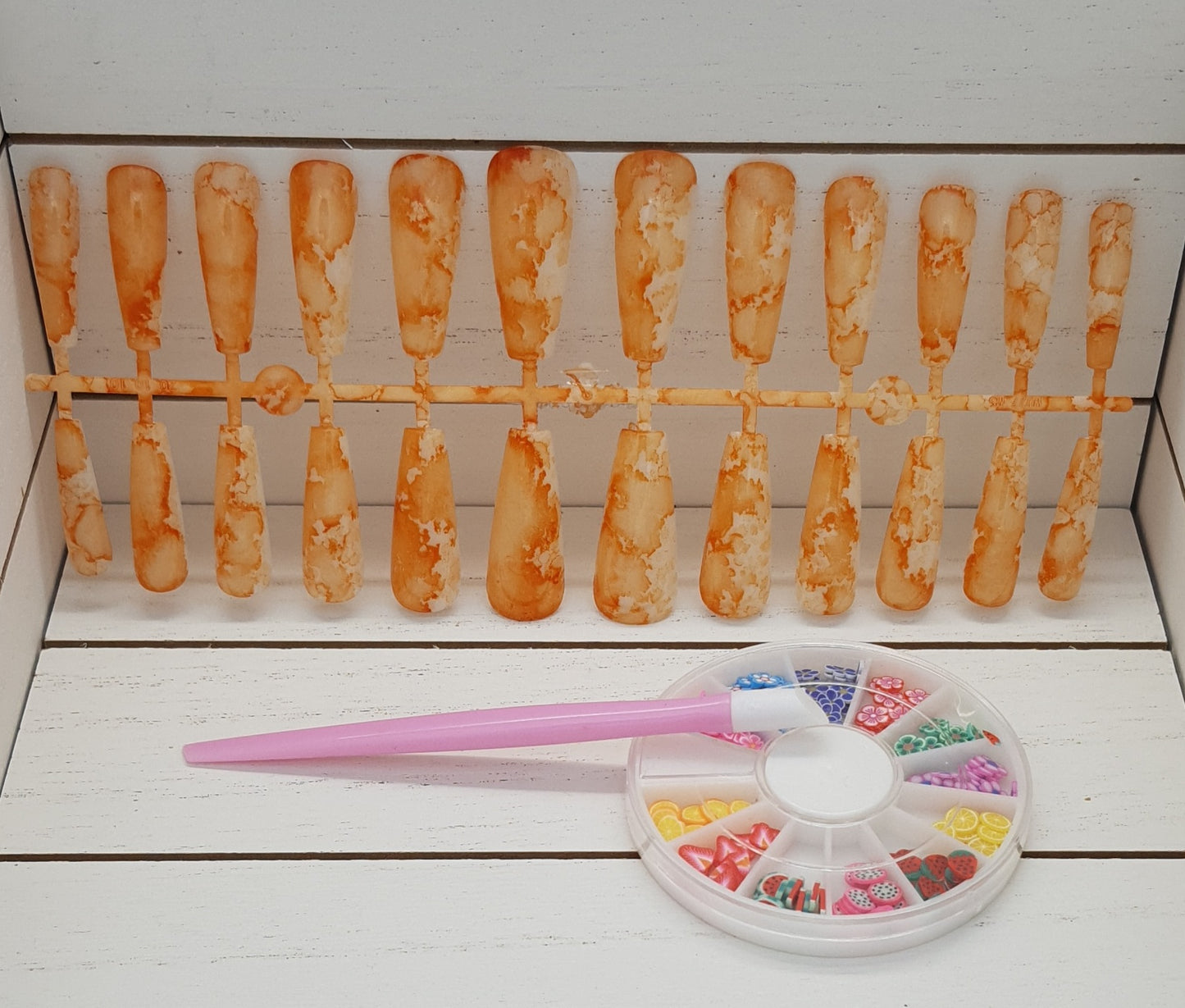 XL Extra Long Coffin Ballerina Alcohol Ink Paint Splatter Press on Nails