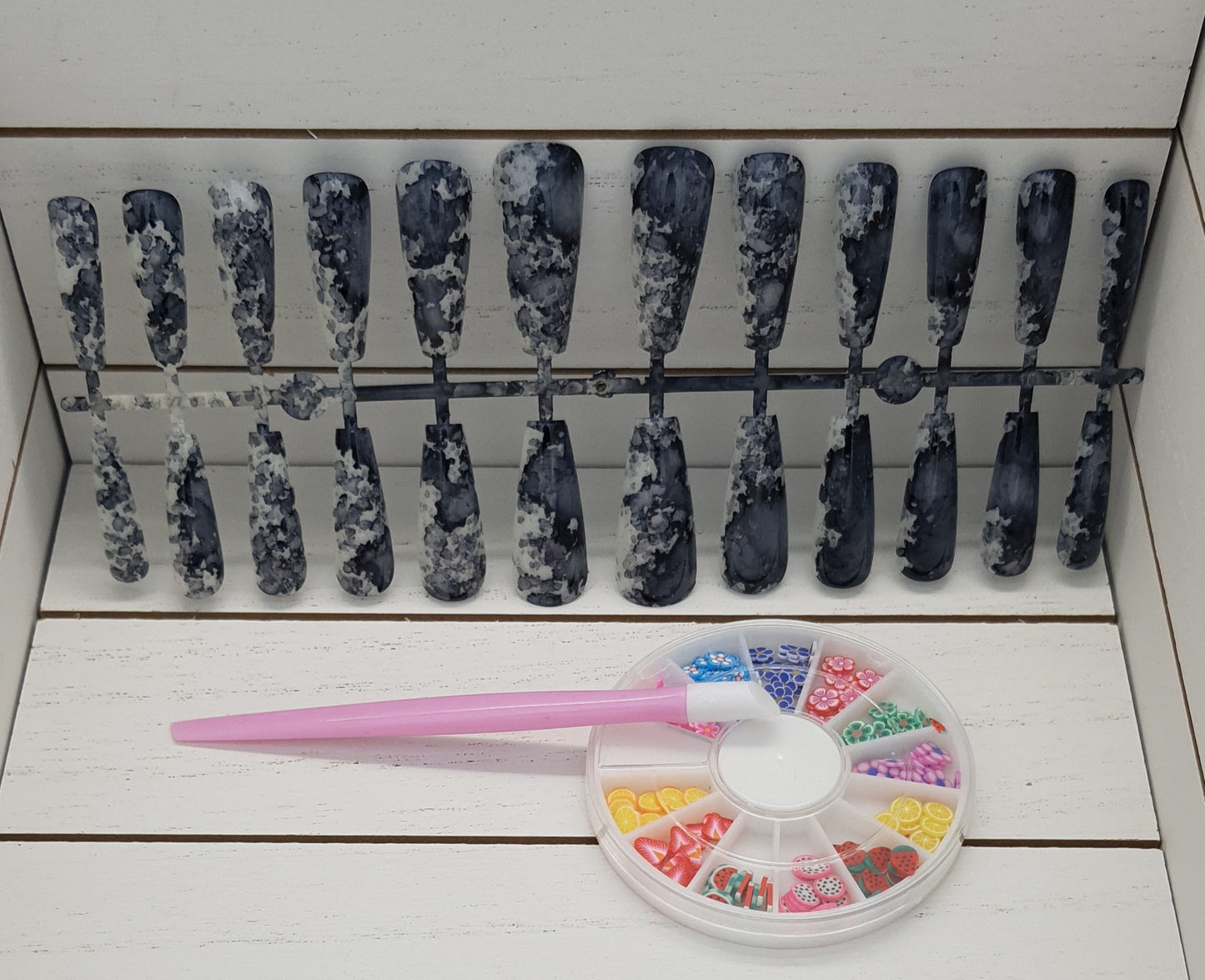 XL Extra Long Coffin Ballerina Alcohol Ink Paint Splatter Press on Nails