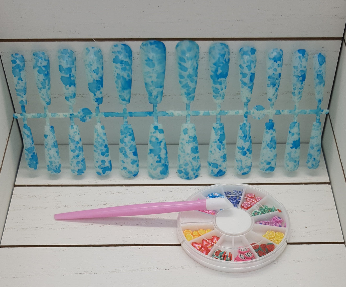 XL Extra Long Coffin Ballerina Alcohol Ink Paint Splatter Press on Nails