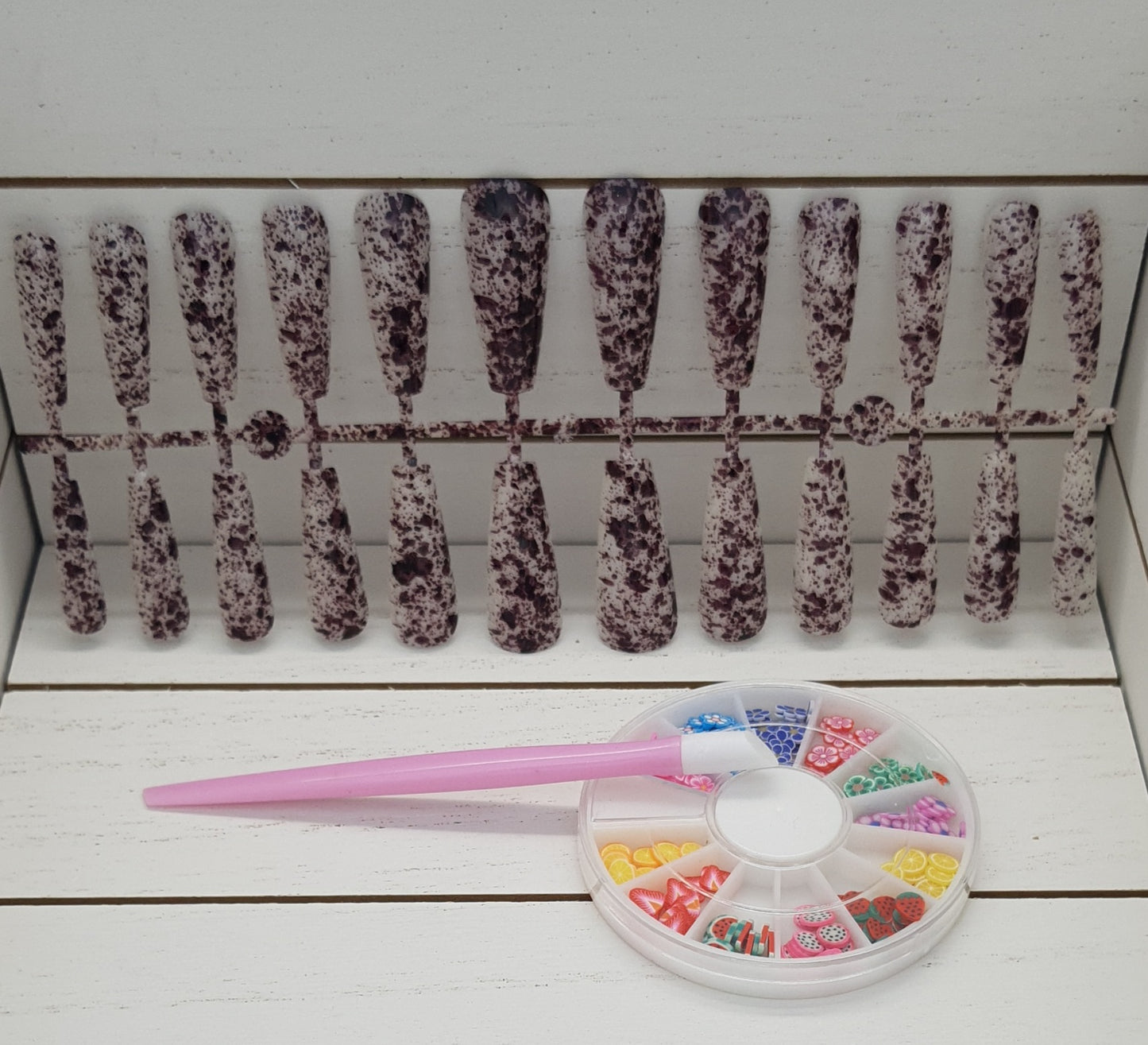 XL Extra Long Coffin Ballerina Alcohol Ink Paint Splatter Press on Nails