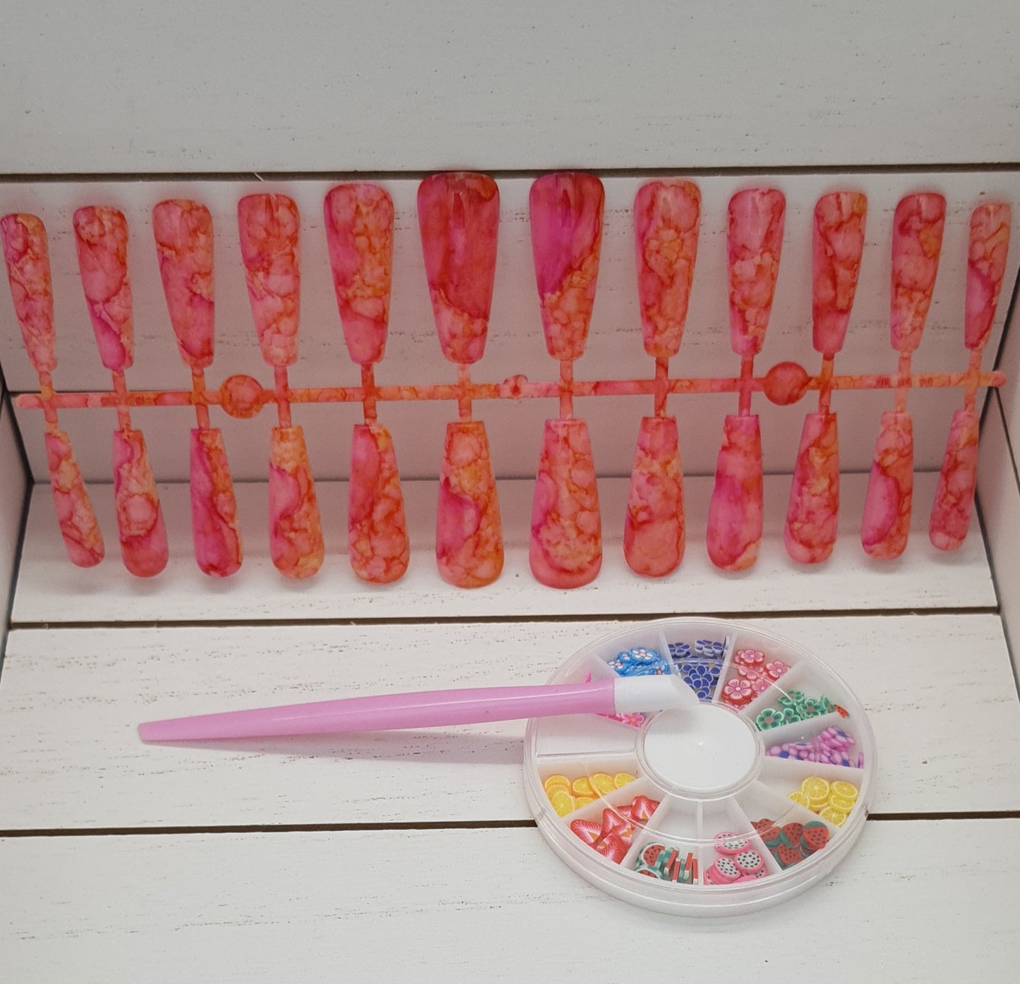 XL Extra Long Coffin Ballerina Alcohol Ink Paint Splatter Press on Nails