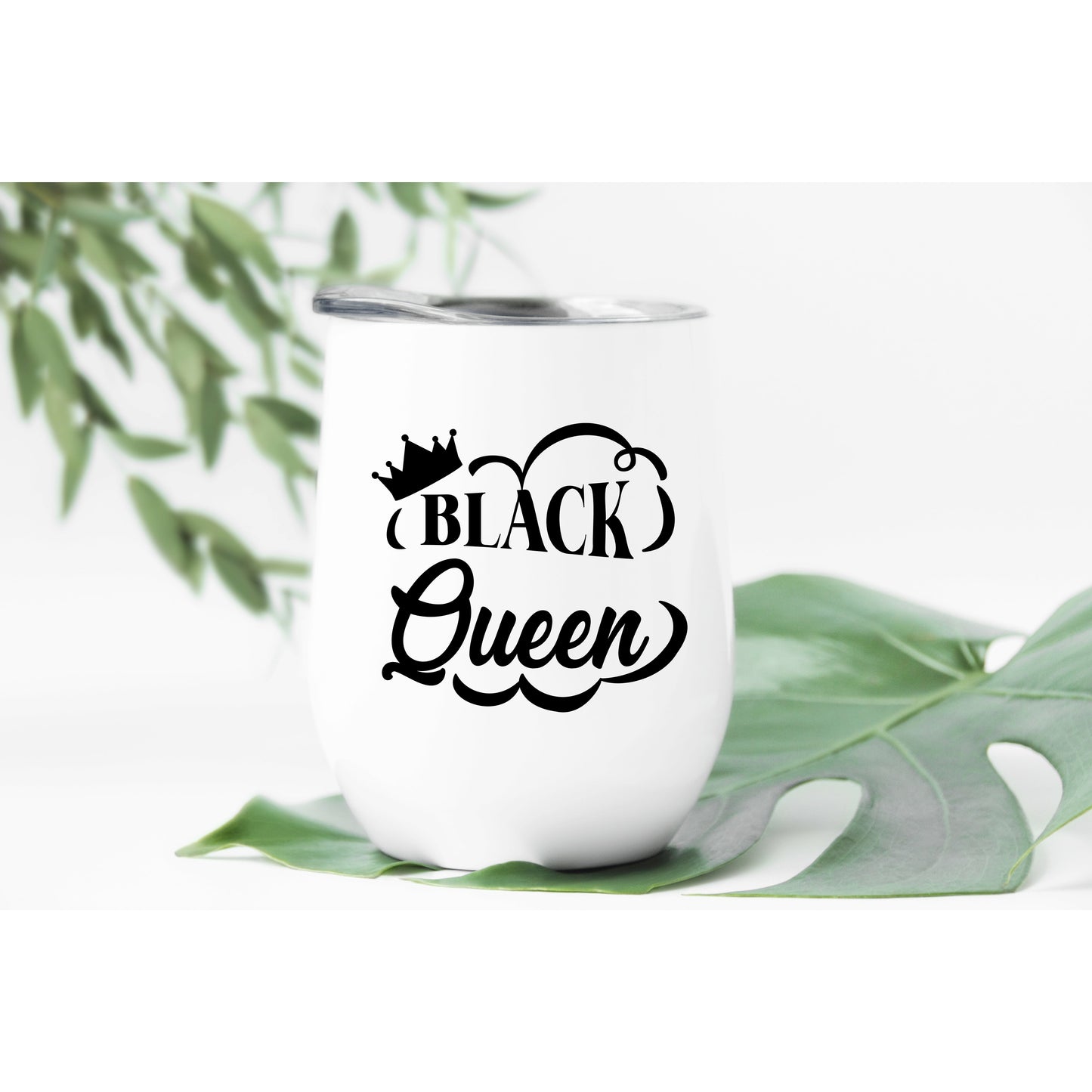 Black Queen White 12oz Wine Tumbler