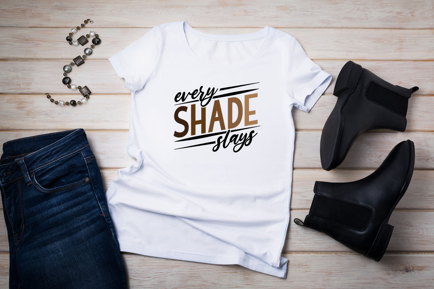 Every Shade Slays Short Sleeve White T-Shirt