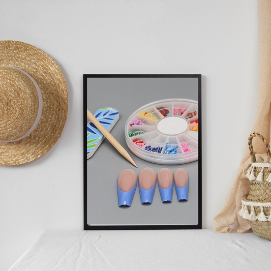 Light Blue French Manicure Press On Nails