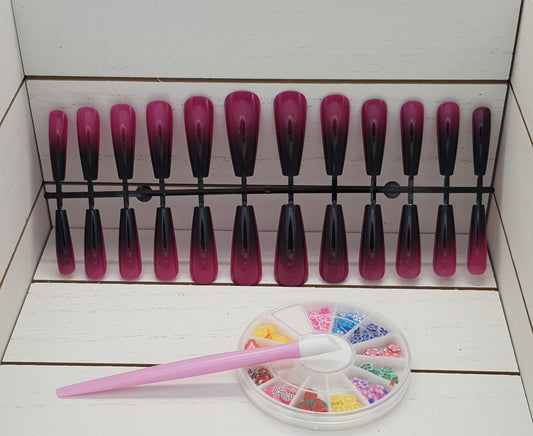 XL Extra Long Coffin Ballerina Gradient Press on Nails