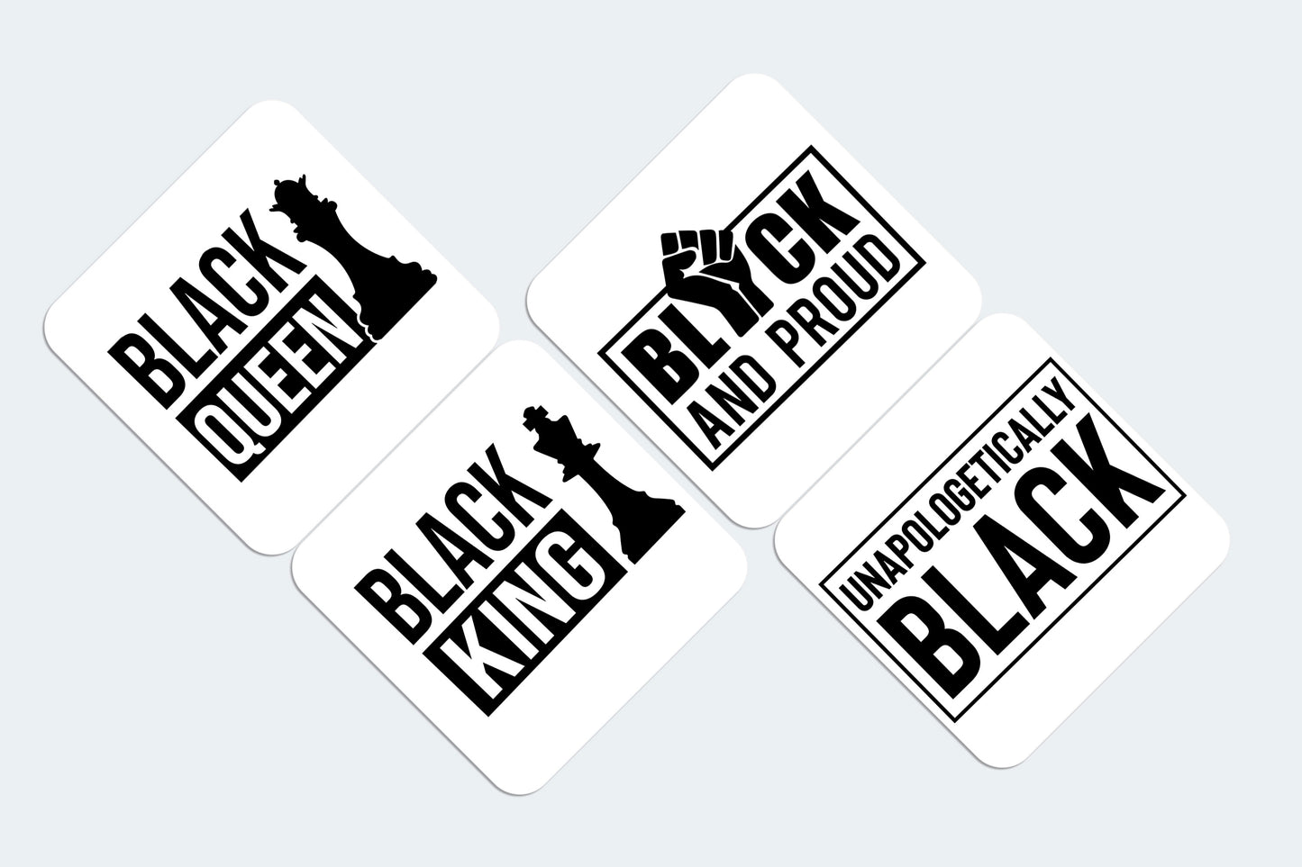 Black and White Set of 4  3.75"x3.75"  Square Coasters