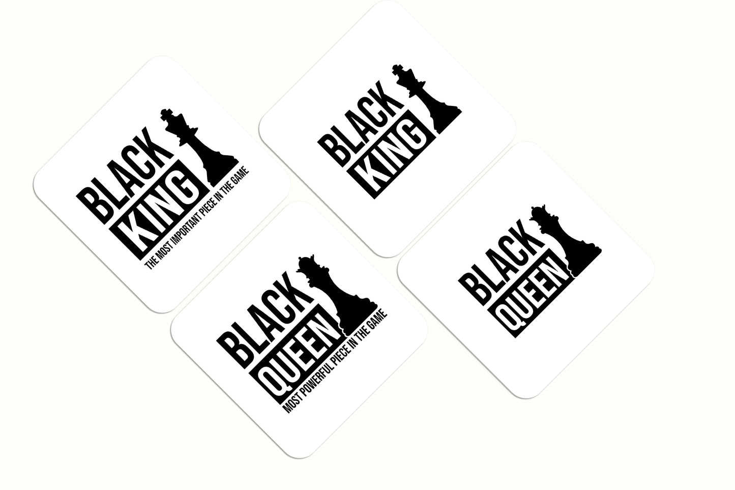 Black King and Black Queen Ceramic Coasters Set 2