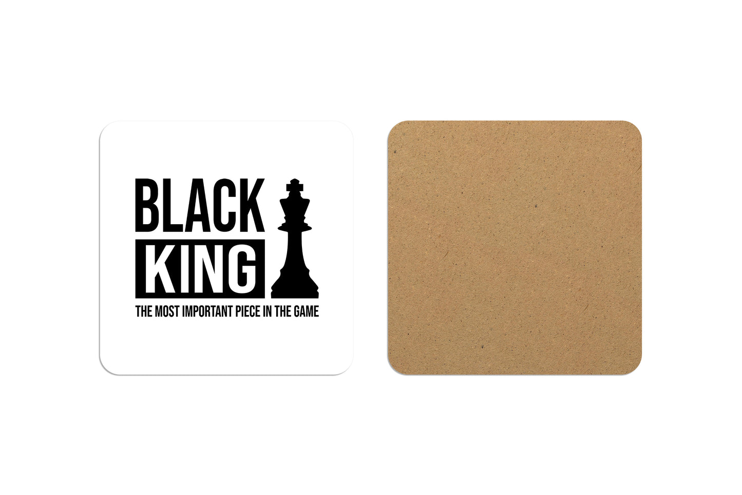 Black King and Black Queen Ceramic Coasters Set 2