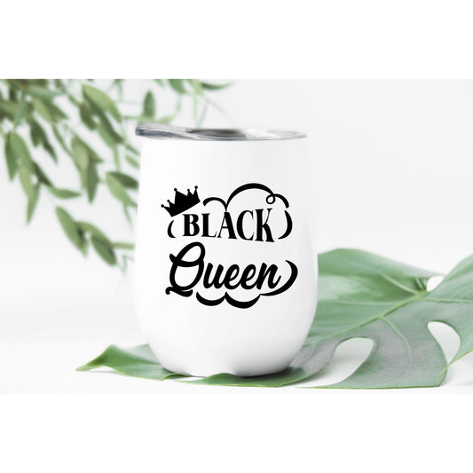 Black Queen White 12oz Wine Tumbler